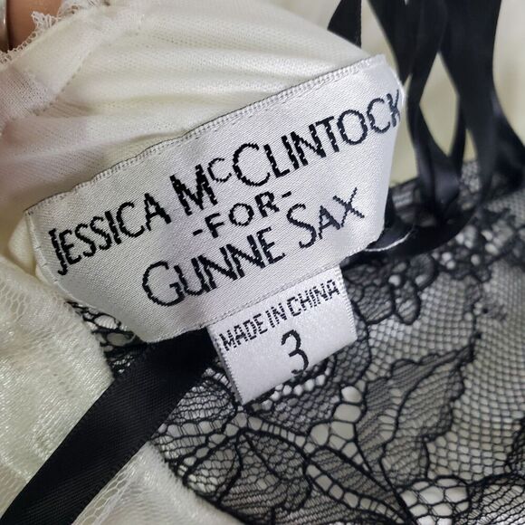 Vintage Jessica McClintock Gunne Sax Strapless Lace Tulle Mini Dress Size 3 - Picture 9 of 10